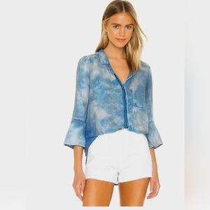 Anthropologie Cloth & Stone Blue Tie Dye Chambray Shirt